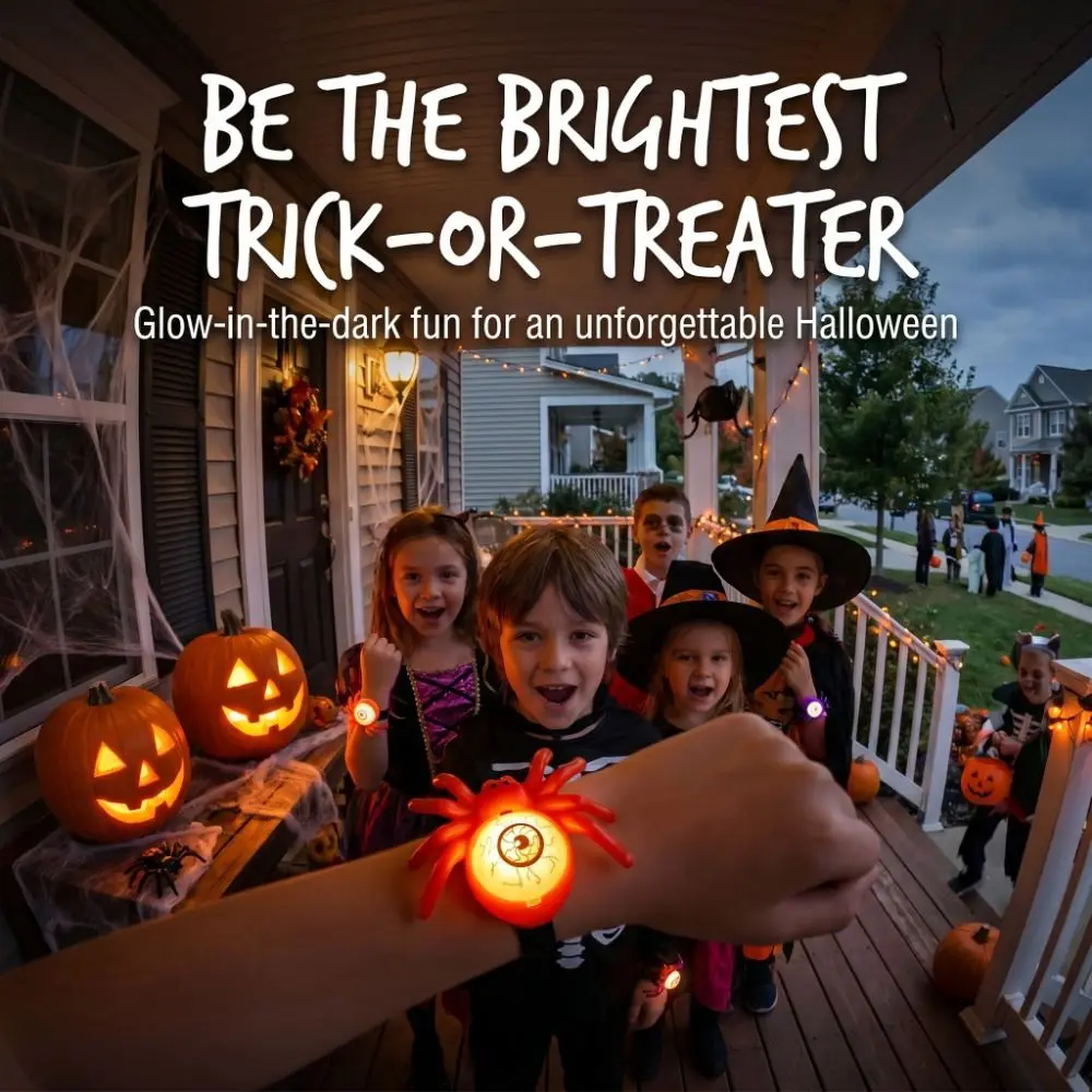 Creative Spiders Glowing Lamp Burst Eyes Luminous Halloween Spider Light Plastic Battery-Operated Spiders Wristband Light