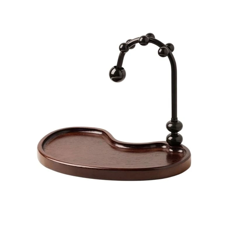 BMBY-Mid-Century Style Solid Wood Key Holder Organizer Featuring Metal Arched Stand, Desktop Entryway Rack Storage Tray Home