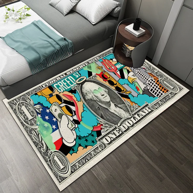 Cartoon Dollar Money Lounge Rug Hallway Entrance Doormat Living Room Bedroom Bedside Carpet Floor Anti Slip Mat Home Decor