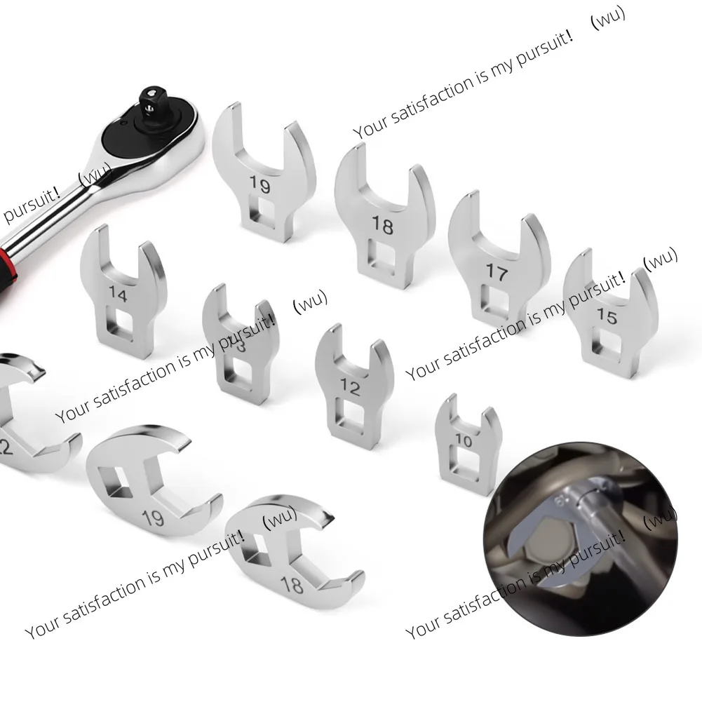 8-Piece drive plum wrench set for loosening or tightening fastener nuts