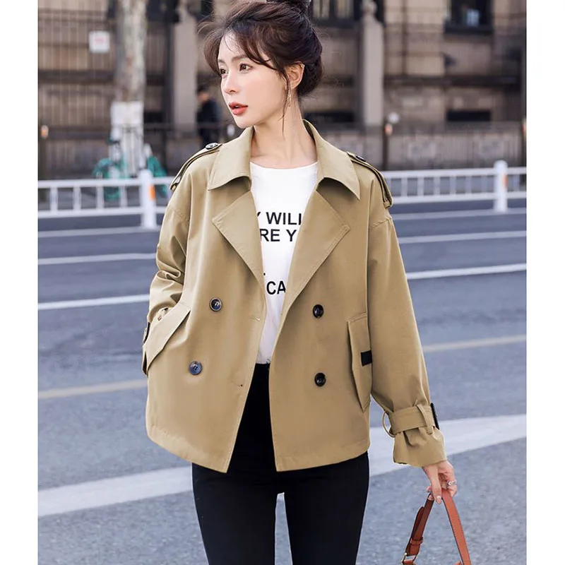 

2026 New Temperament Windbreaker Coat Women's Loose Spring Autumn Korean Style Long-sleeved Jacket Top Casual Trench