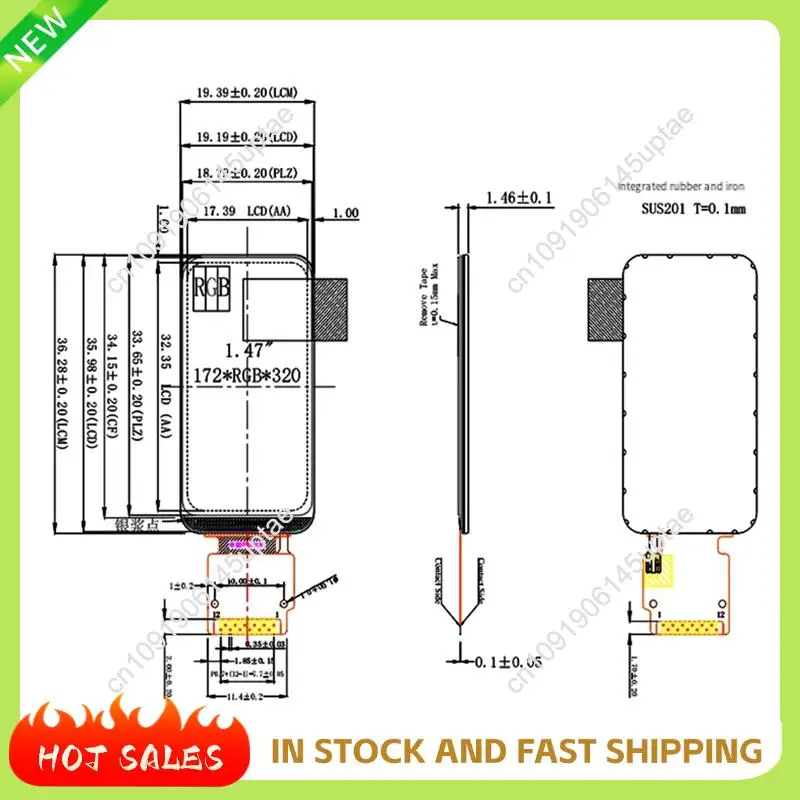 Modulo LCD N88R Display HD Schermo AT7789 Unità Porta seriale 172X320 Schermo LCD Saldatura BOE
