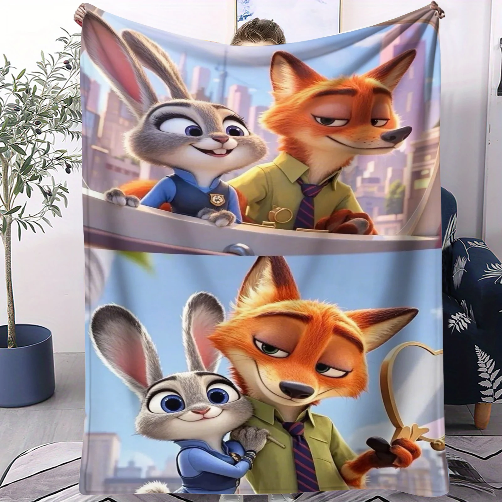 

Hot Cartoon Anime Zootopia Print Blankets All Season Multifunctional Flannel Blanket Fan Gifts for Home Leisure Camping Travel