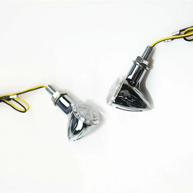 Chrome Motorbike LED Turn Signal for Honda Kawasaki Suzuki Yamaha CB VTX CG125 Cruiser Chopper Bobber Old School GN125