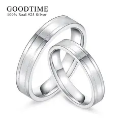 Anello di fidanzamento di lusso da 1 pezzo per coppia puro 100% 925 Sterling Silver Wedding Band anniversario gioielli regalo per donna uomo