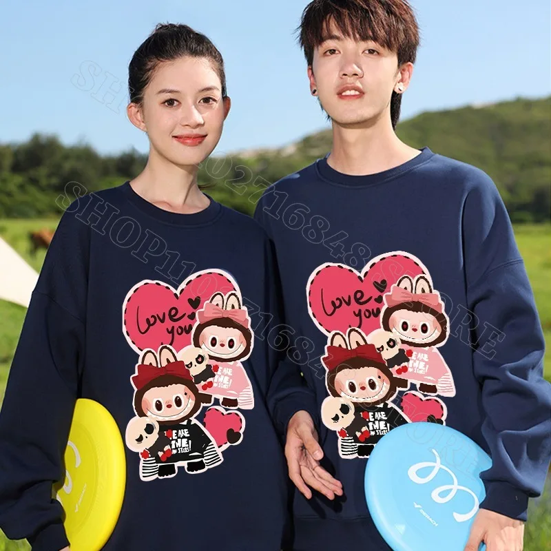 Labubu Adult Sweethearts Sweatshirts Cotton Cartoon Anime Graphic Print Warm Fashion Comfortable Sweatshirt Birthday Party Gifts