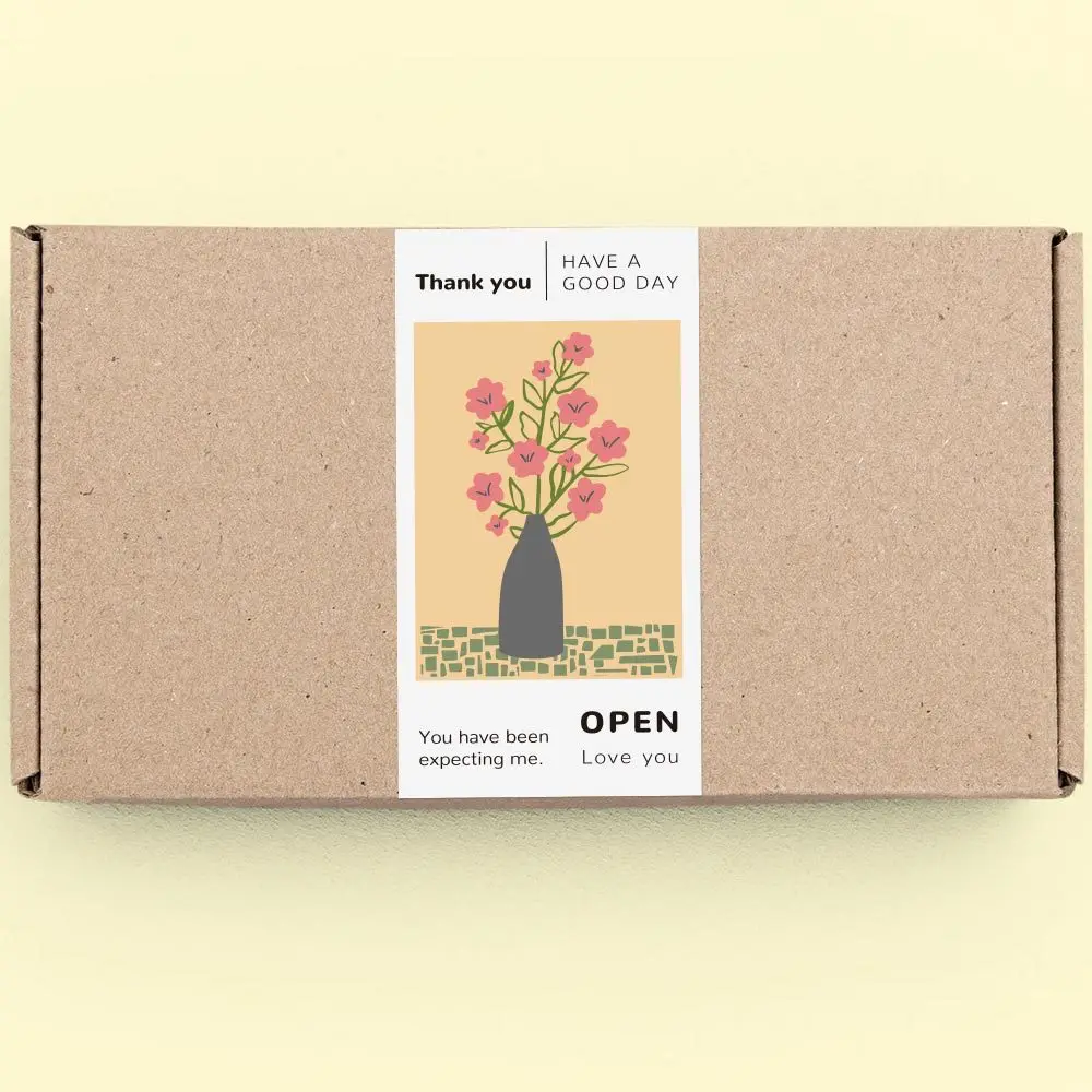 50pcs/pack Flowers Thank You Stickers 5x10cm Adhesive Sealing Labels for Small Business Gift Box Baking Cake Package Decoration