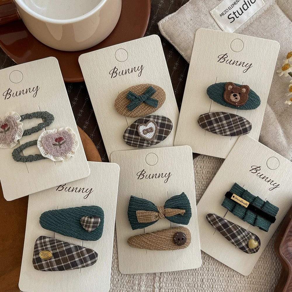 

Зеленые заколки для волос для девочек, детские зажимы, осенние детские аксессуары для волос, боковой зажим с тканевым покрытием, держатель для волос, заколки для волос ручной работы