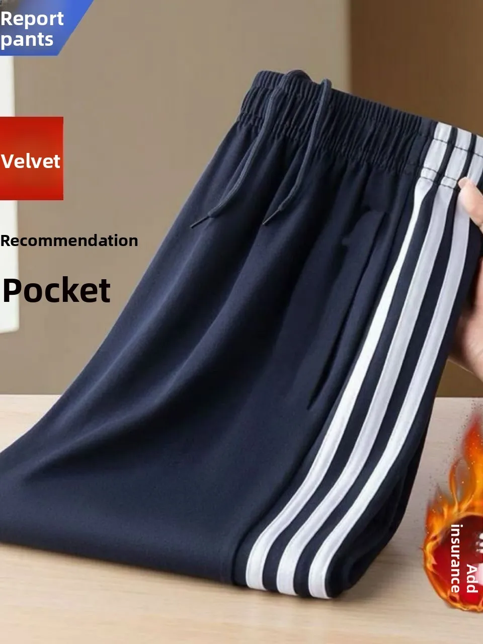 

Thiened Fce School orm Pants for Middle School Students Men Women Straight Leg Reflective Stripes Autumn Winter Thic...