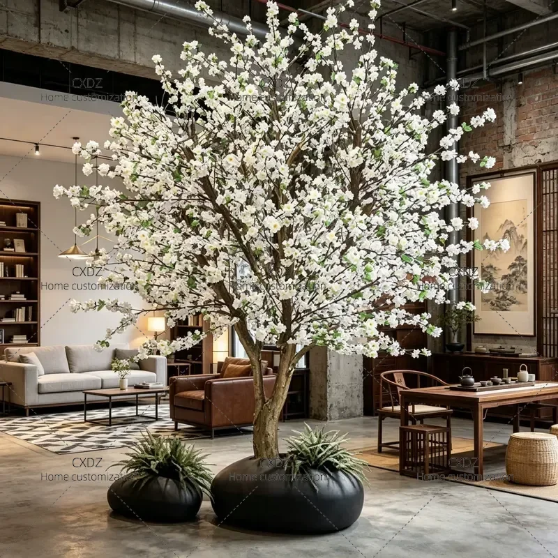 Simulation Apricot Blossom Pear Peach Tree Bionic Fake Large Wishing Tree Indoor Shopping Mall Props Landscaping Decoration