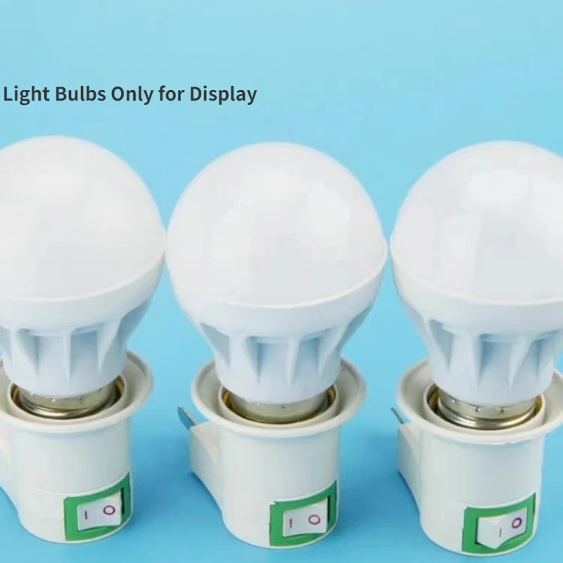 LED Bulb Base with Switch Plug Socket Household E27 Screw Socket White Lamp Holder Waterproof Lamp Head