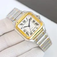 Top Quality Men Automatic Watch Casual Sports Stainless Steel Mechanical Watches Square Rome Dial Black Leather