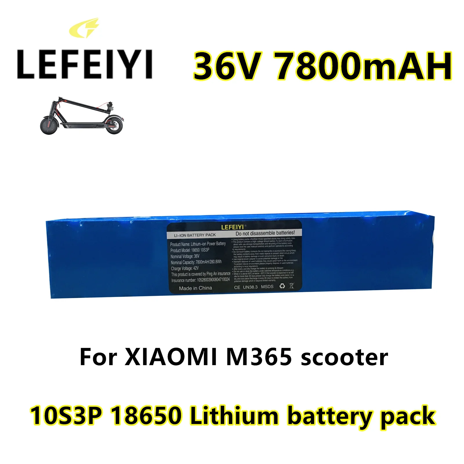 

36V 7.8Ah 10S3P 18650 Lithium Battery Pack 20A BMS for XIAOMI MIJIA M365 PRO Electric Bicycle Scooter