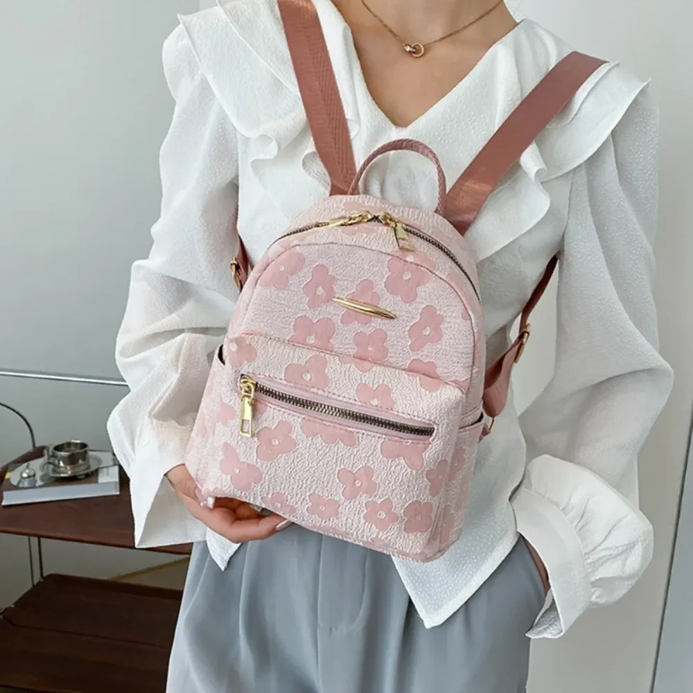 Mini sac à dos imprimé de fleurs pour femmes, petits sacs à dos purs, sac d'école pour étudiants en toile pour filles, sac à dos initié portable, mode, nouveau