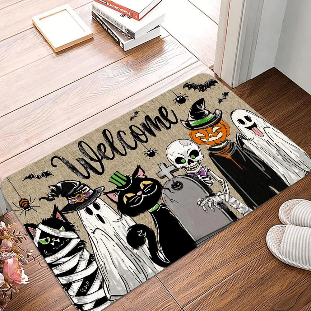 Halloween Theme Welcome Entrance Doormat Home Decor Carpet Indoor Outdoor Floor Mat Living Room Bedroom Bath Kitchen Rug