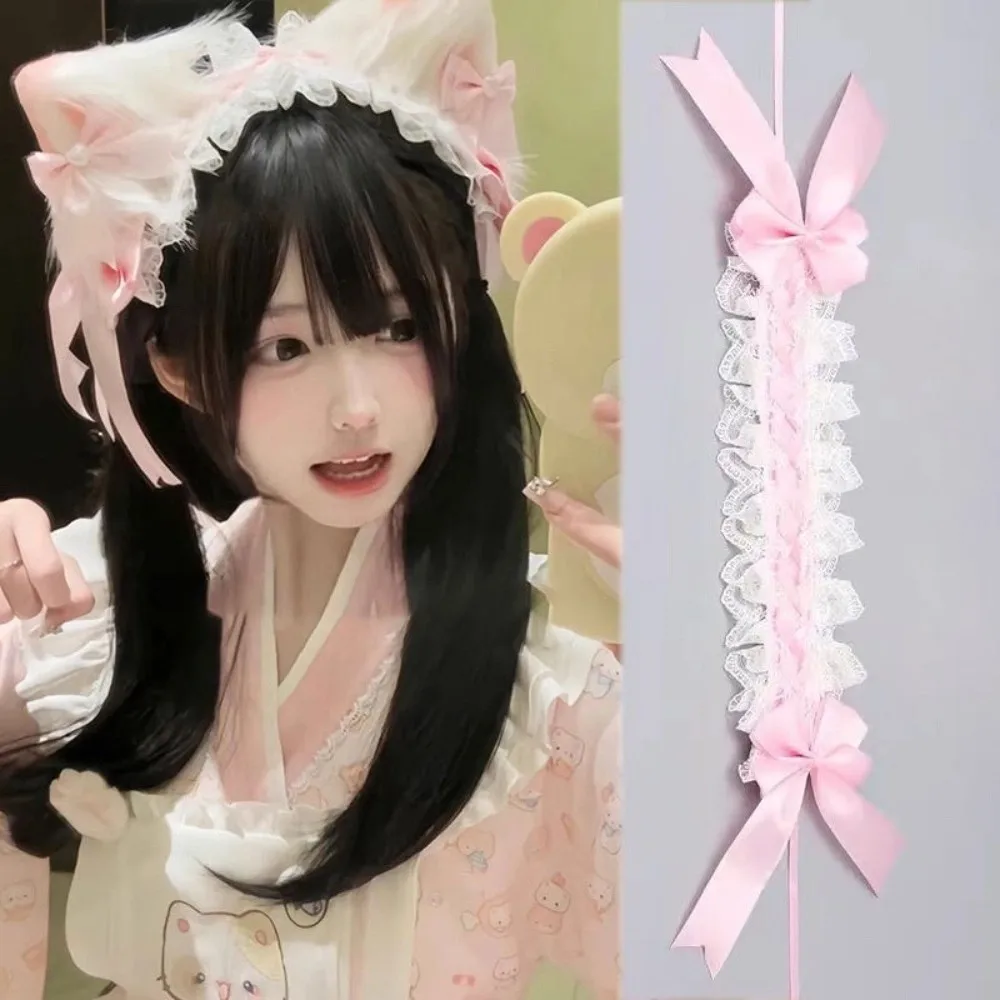 

Creative Sweet Lolita Lace Headband Jk Kawaii Ruffled Hairband Hair Accessories Ribbon Bow Anime Maid Cosplay Headdress Daily