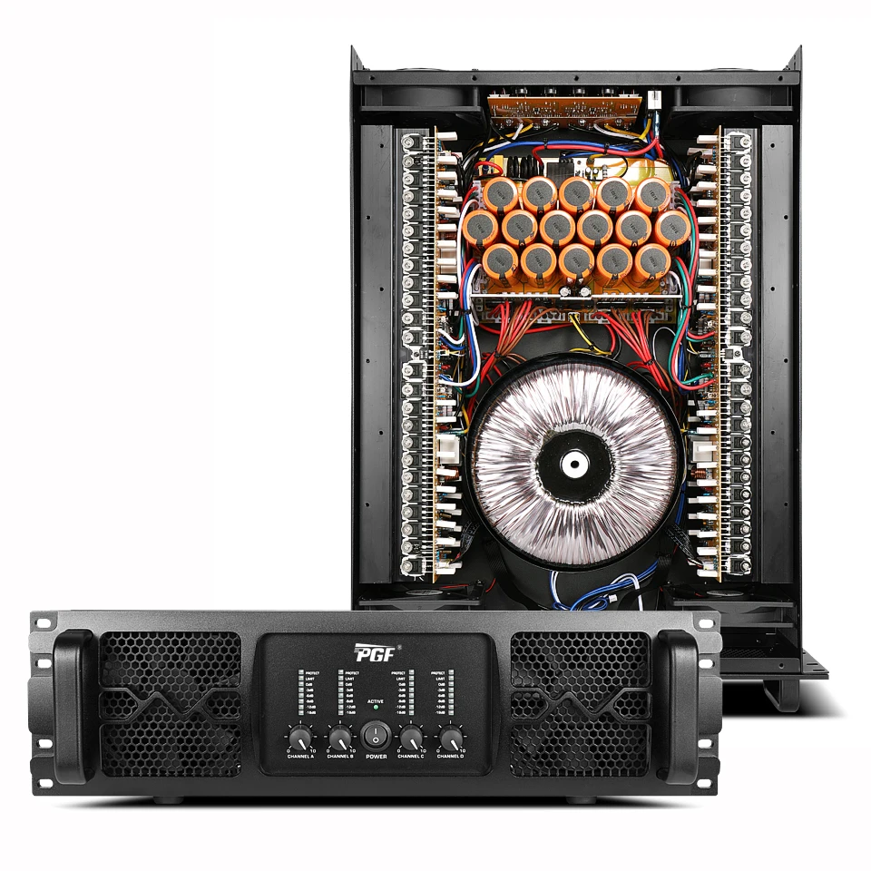 3U Rack 4 Channel 1300W Per Channel Class H Professional Power Amplifier Audio Sound Equipment For Outdoor Stage Bar Subwoofer P