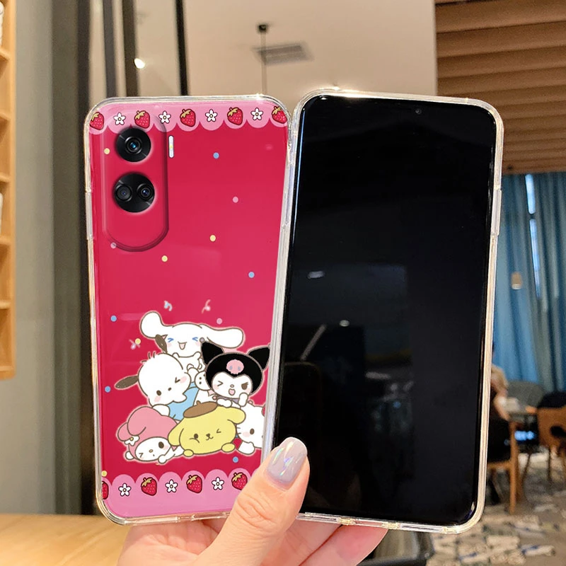 Etui na Honor 90 Lite Sanrio Lovely Cartoon Kuromi Melody Cover TPU Soft Clear Shell For Honor90 Lite Capa Kt Cat Bumper Cute