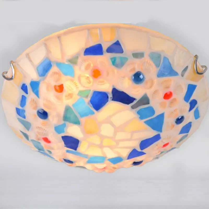 

Mediterranean Ceiling Light Bohemian Polychrome Glass Home Loft Decor for Living Room LED Lighting Kitchen Bedroom Lamp Fixtures