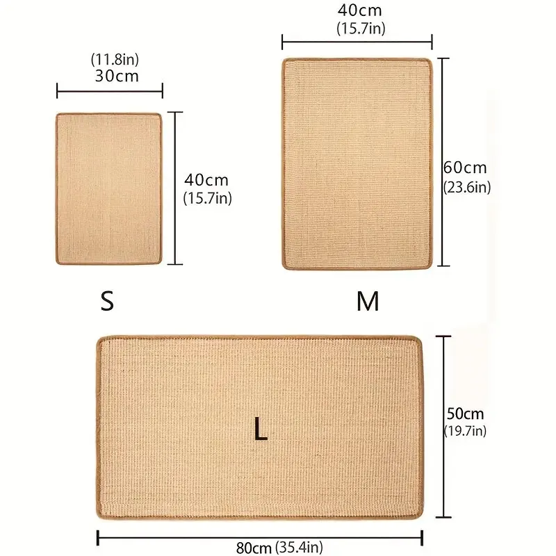수평 고양이 바닥 긁힘 패드 러그, 천연 사이잘 고양이 긁힘 매트, 소파 및 카펫 보호