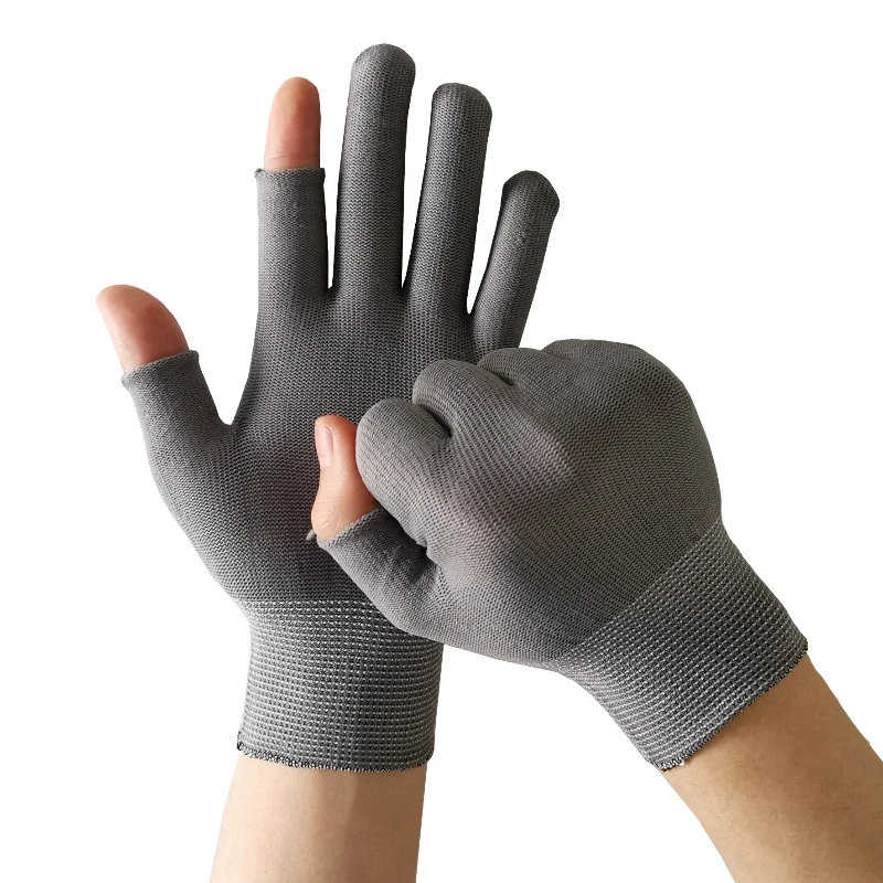 2 pares de luvas de trabalho de corte de distribuição de dois dedos de nylon para colheita de frutas luvas de jardim