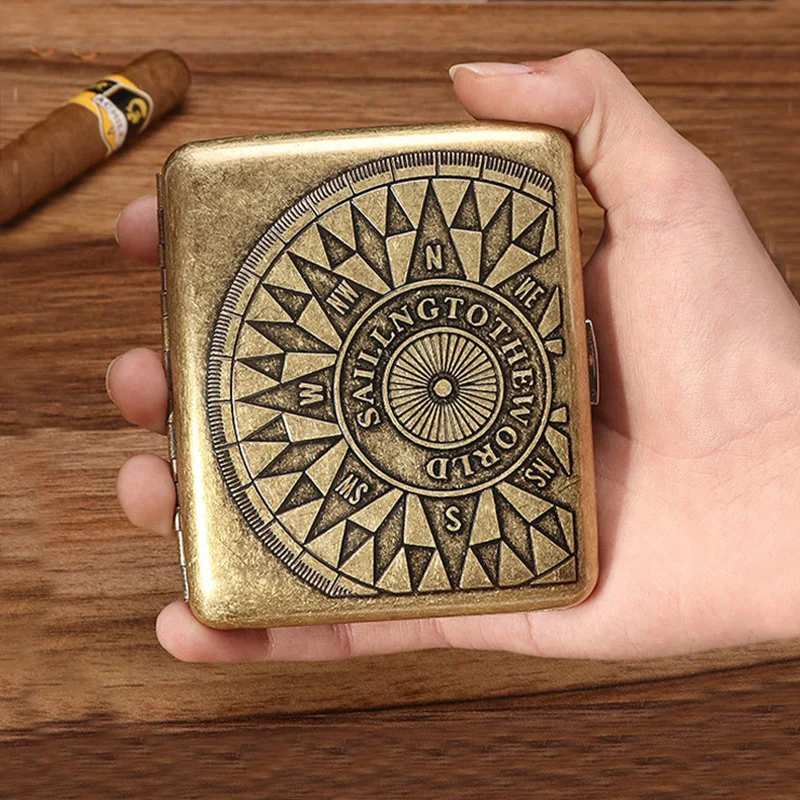 علبة السجائر المعدنية صندوق خمر علبة السجائر المحمولة صندوق تخزين خزان التبغ الرجعية مكافحة الضغط خزان مقاوم للرطوبة