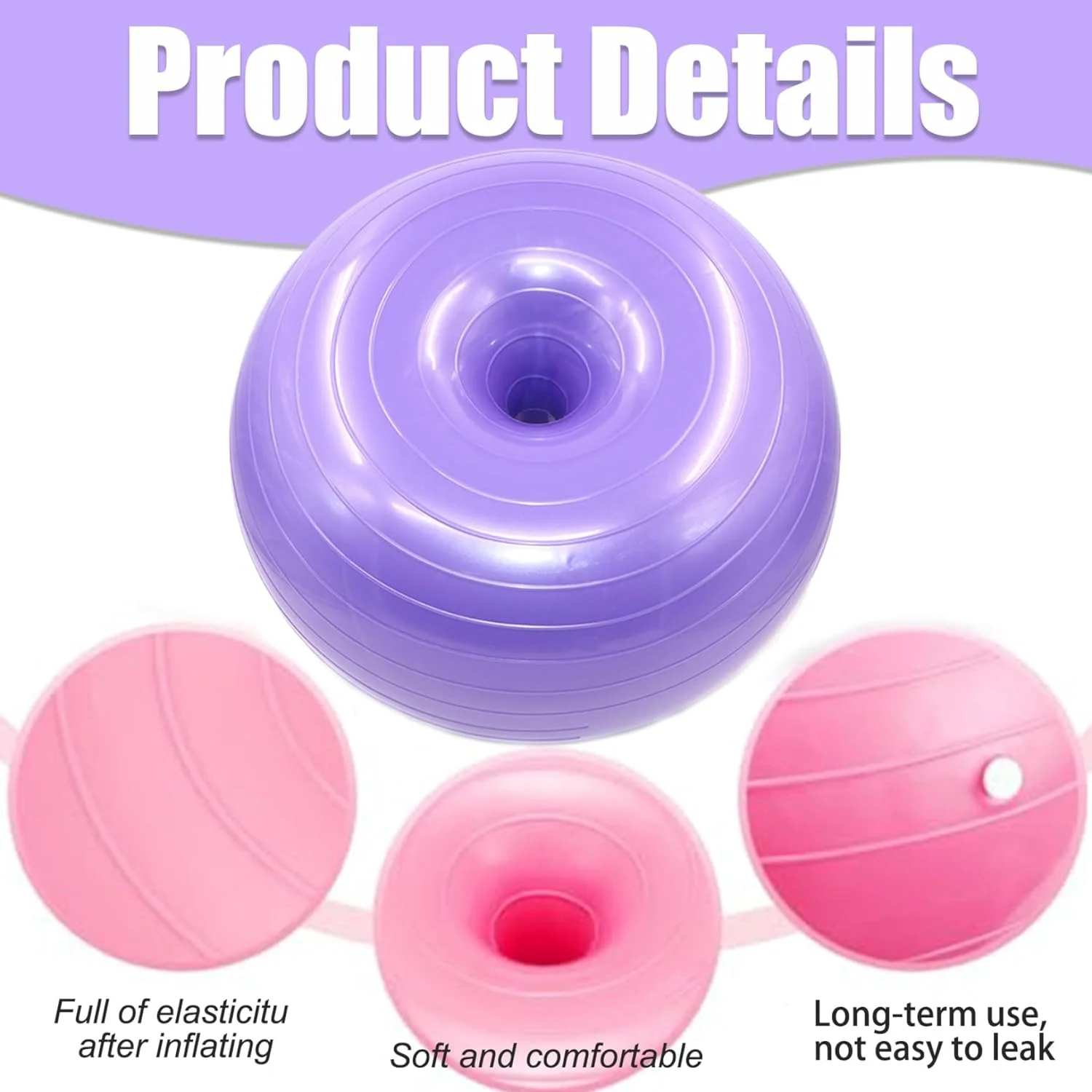 Exercise Ball 20inch Inflatable Yoga Ball with Inflator Anti-Burst Workout Ball Fitness Ball for Balancing Stability Training