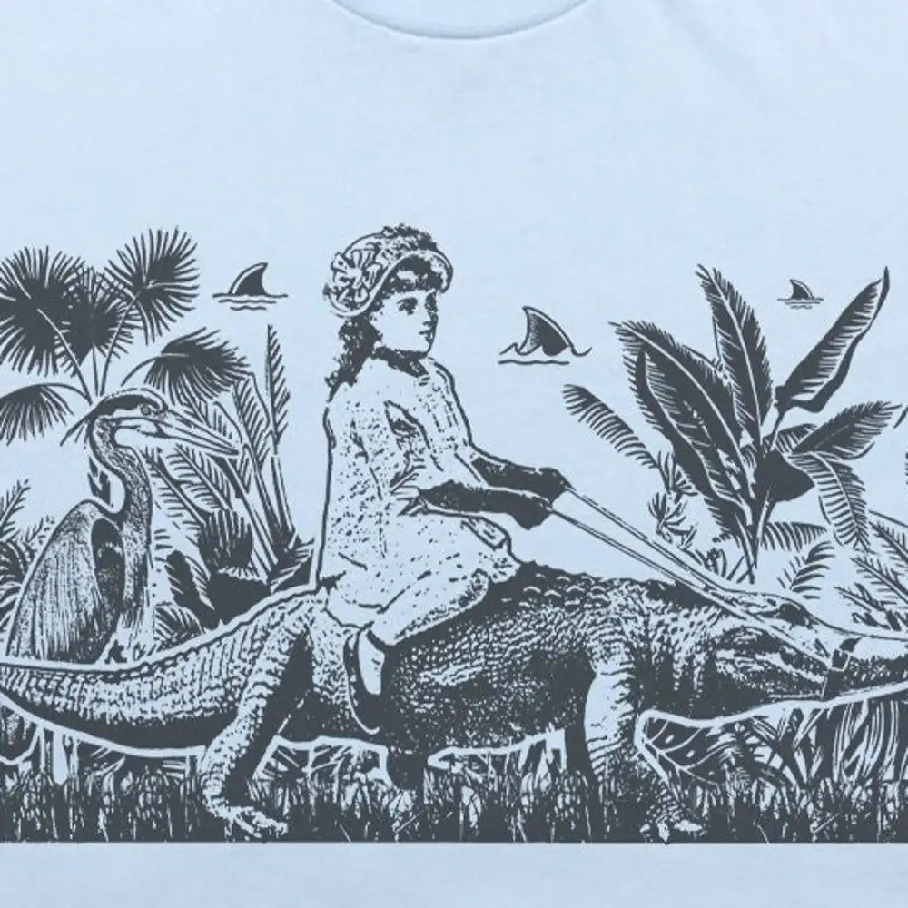 Girl Riding Alligator T Shirt Weird For Women Ladies Men Cute Vintage Florida Cool Unusual Gator Original Retro