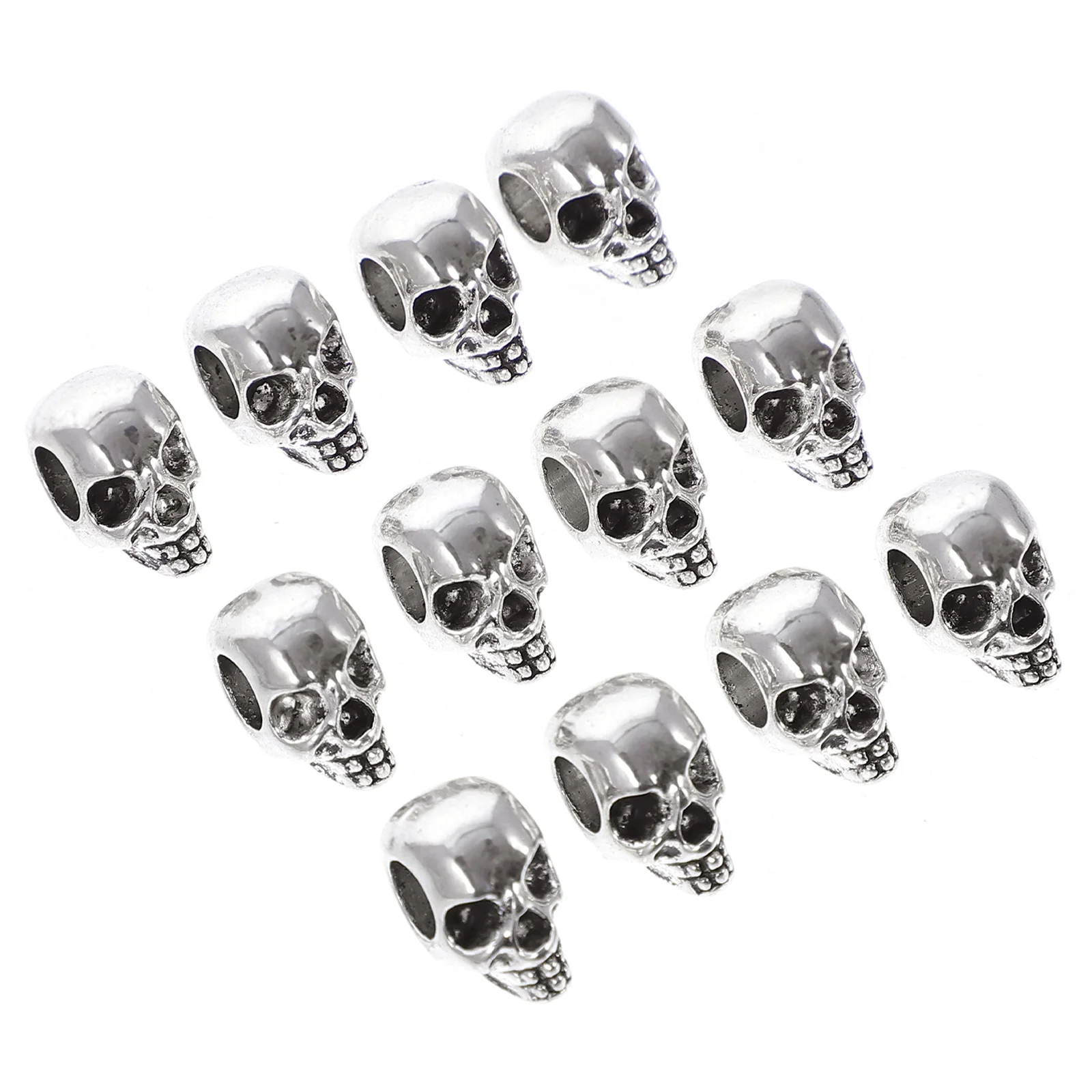 12 قطعة الخرز فضفاض الجمجمة رئيس مستلزمات صناعة المجوهرات دائم طويلة الأمد سلسلة المفاتيح أساور أقراط قلادة #3