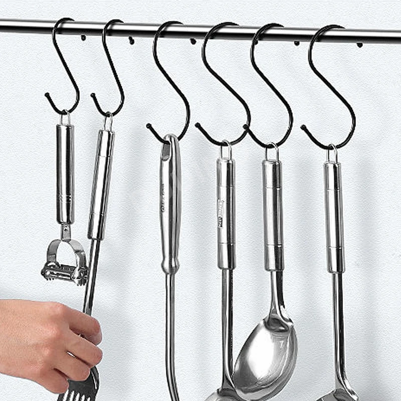 Multi-função Metal S-Shape Hook, Cabide de Railing, Roupas, Bolsas, Toalhas, Plantas Penduradas, Cozinha, Banheiro, Quarto, 10Pcs