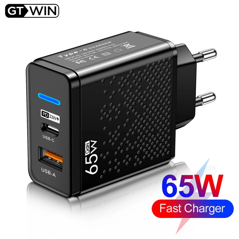 65W GaN Charger USB Type C Charger Quick Charge 3.0 PD USB-C Mobile Phone Charger Adapter For iPhone Huawei Xiaomi mi 12 Samsung