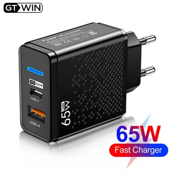 65W GaN şarj USB tip C şarj hızlı şarj 3.0 PD USB-C cep telefonu şarj adaptörü iPhone Huawei Xiaomi mi 12 Samsung