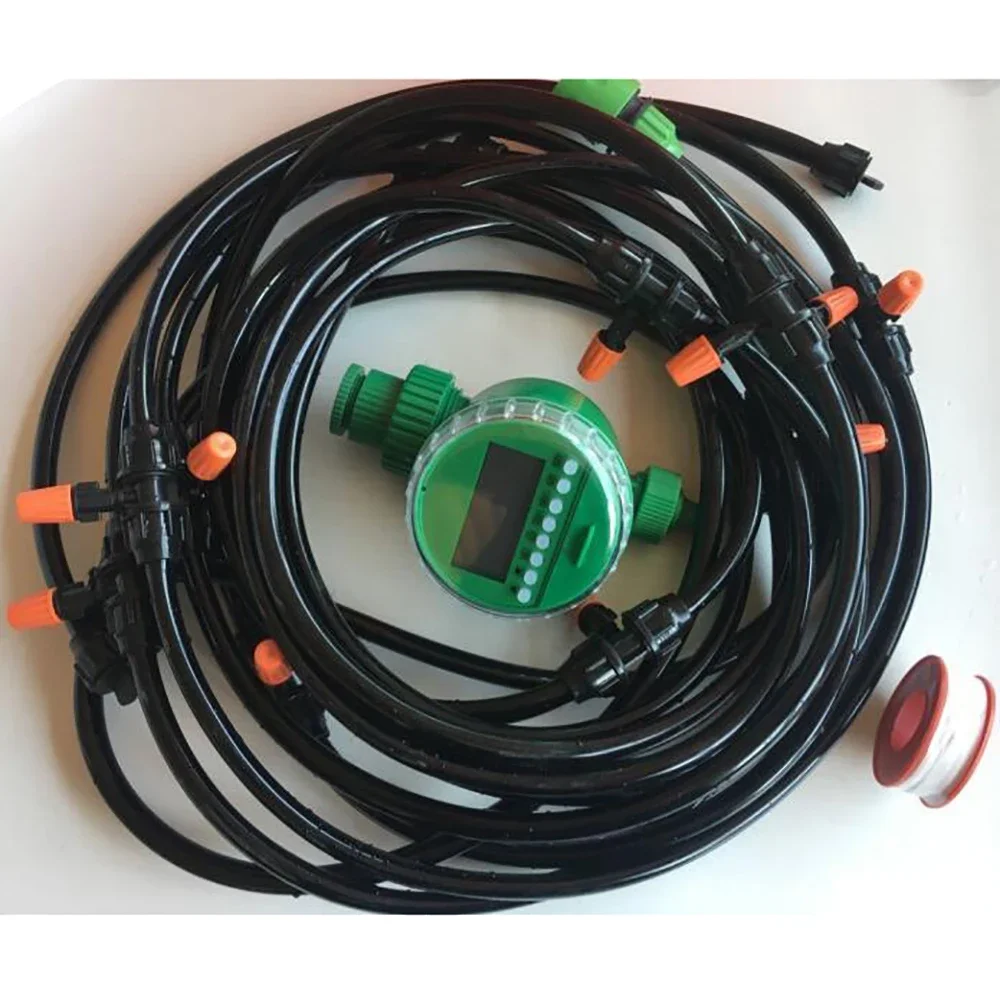 Pkydrip  PVC hose automatic flower watering system drip irrigation kit set with controller timer