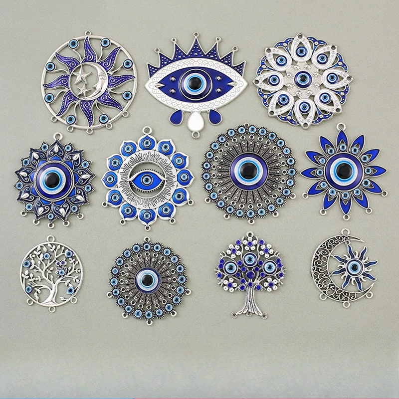 Blue Evil Eyes Amulet DIY Wind Chimes Making Pendant Turkish Protection Blessing Suncatcher Wall Hanging Decor Parts Accessories