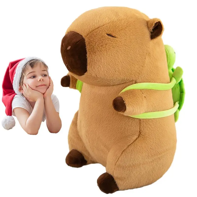 Cute Capybara Stuffed Animals Portable Capybara Plush Durable And Wear-Resistant Capybara Plush With Turtle Backpack For Home