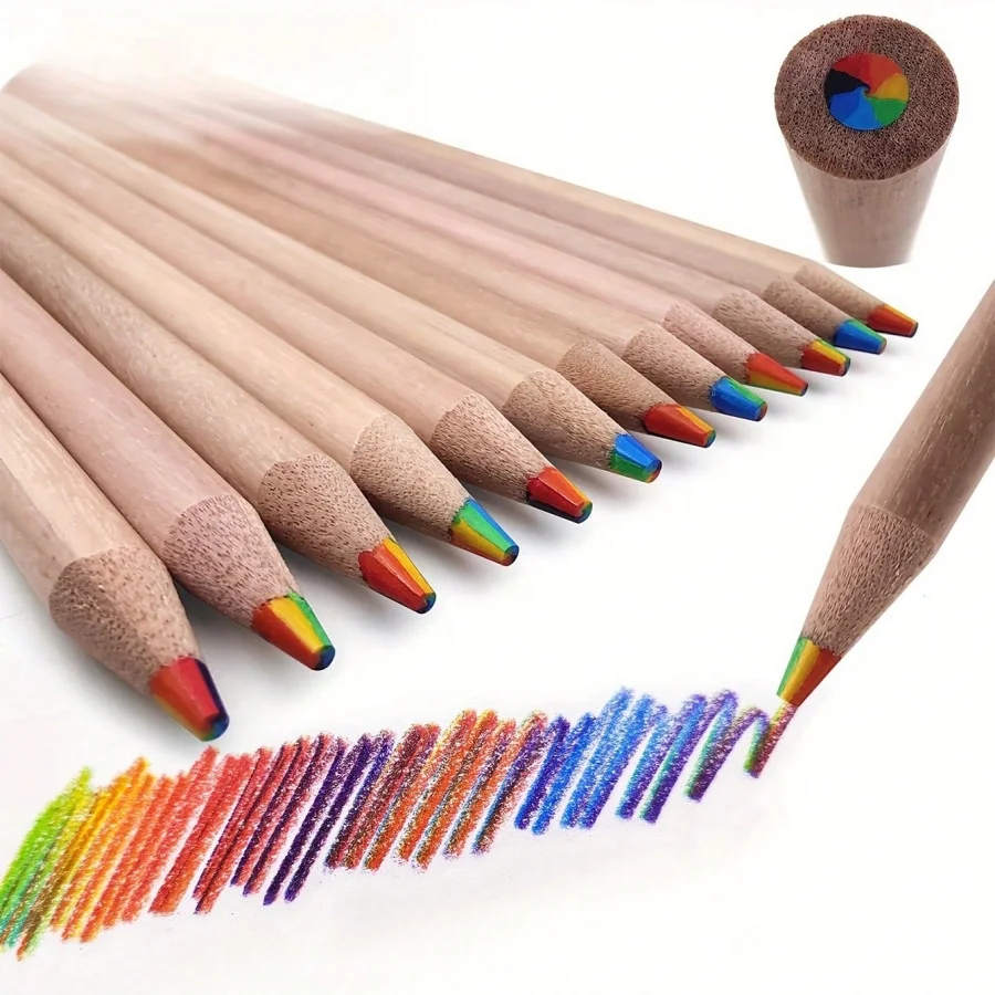 6/12/24 Set mit 24 bunten Holzstiften, 7-in-1 Regenbogen-Zeichenstifte. Geeignet zum Skizzieren, Kritzeln, Malen und Zeichnen. – Detail 7