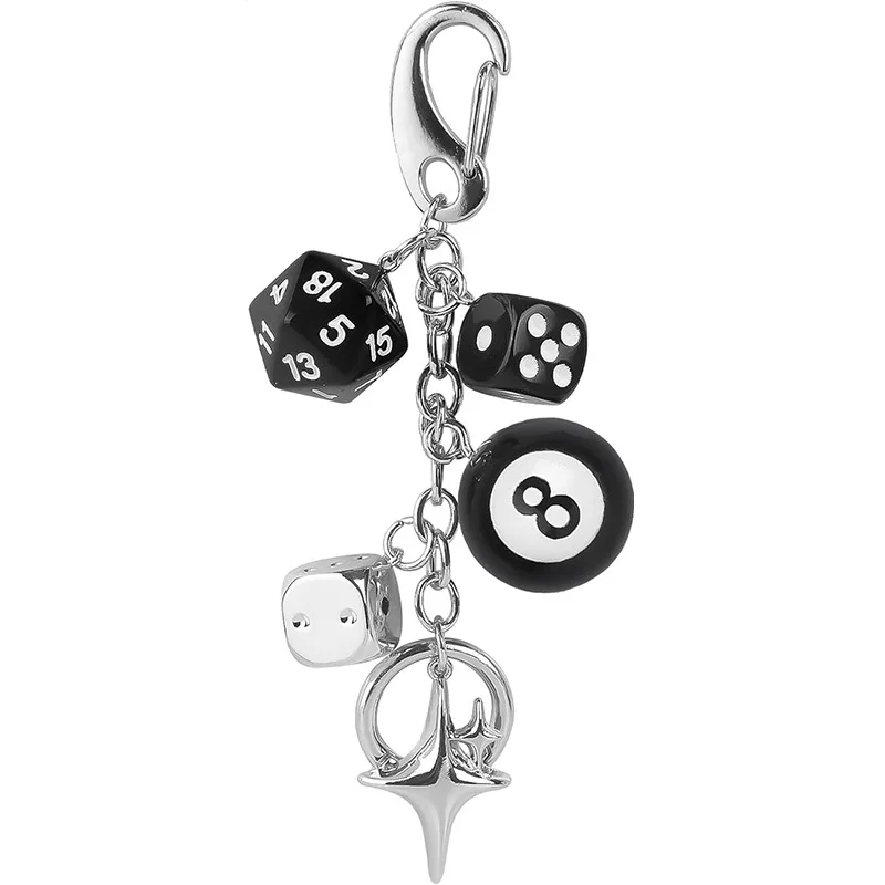 dice billiards black 8-ball bag hanging keychain personalized design mobile phone pendant bag hanging chain pendant