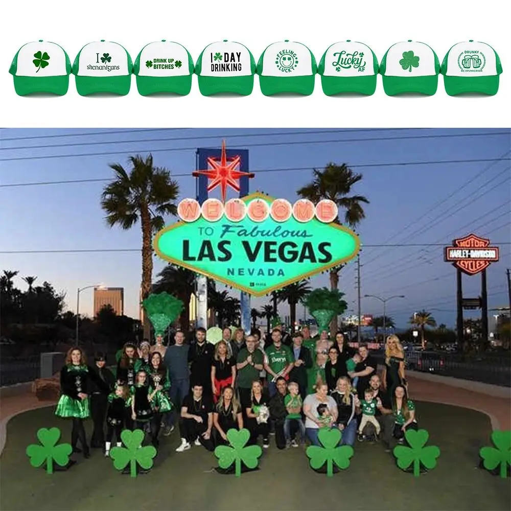 New Green Velvet Clover Shamrock Hat Breathable Mesh Sun Hat Sunshade Peaked Cap St. Patricks Day