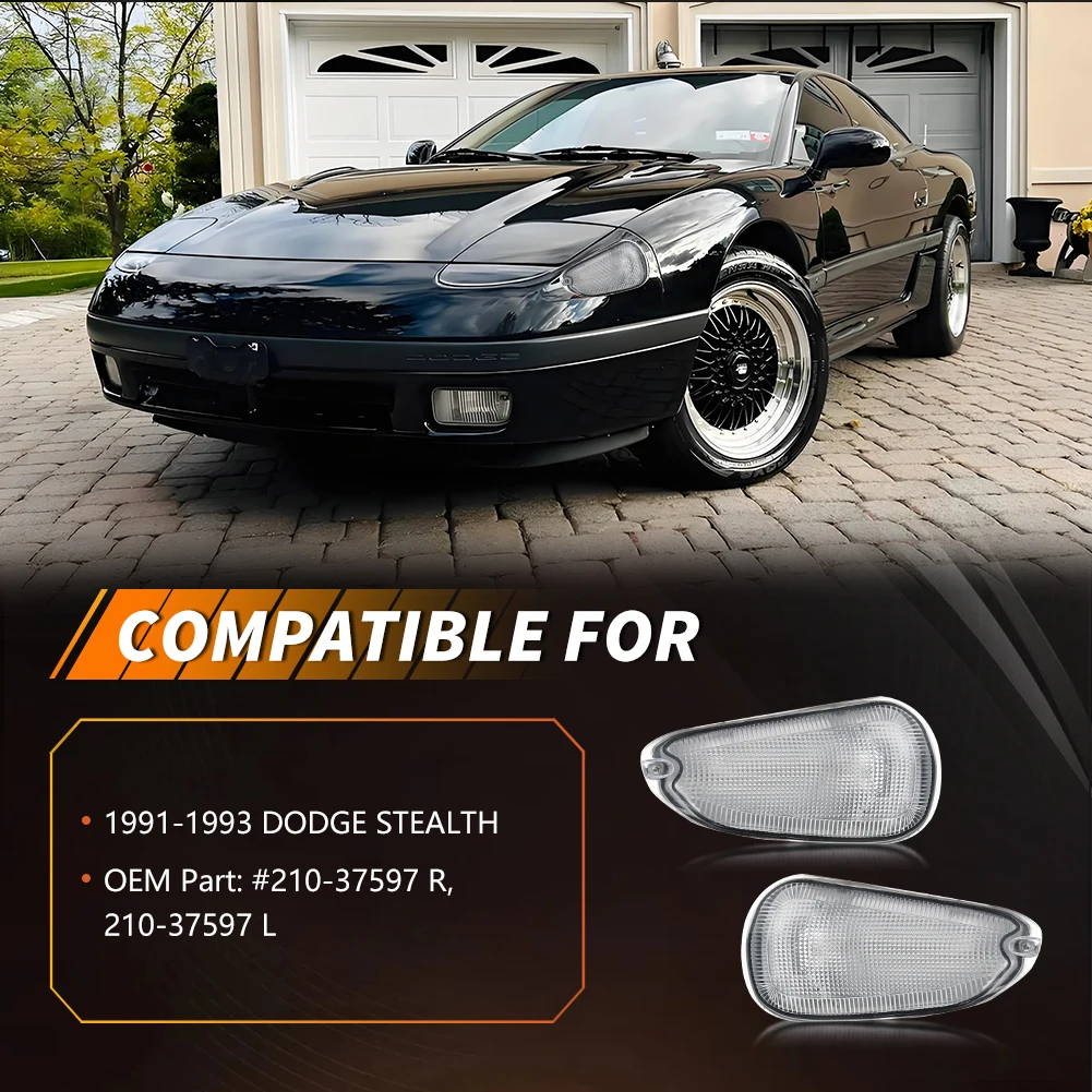 2PCS  Front Corner Side Marker Turn Signal Light Housings For 1991 1992 1993 Dodge Stealth / Mitsubishi 3000GT No Bulb/Socket