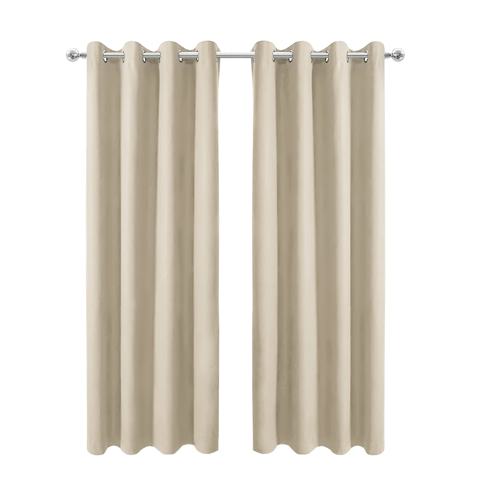 34 in. W x 108 in. L Blackout Curtains with Grommet Top Room Darkening Noise Reducing, Beige（1 Panel）