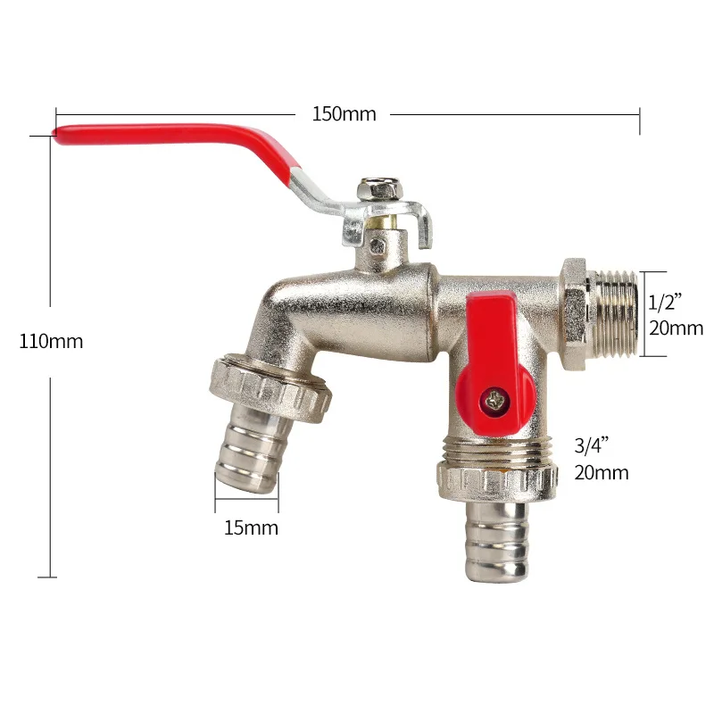 Gardening Tools Zinc Alloy Faucet 12 Inch Internal And External Threads Lever Handle For Easy Switching Water Supply Faucet Ball