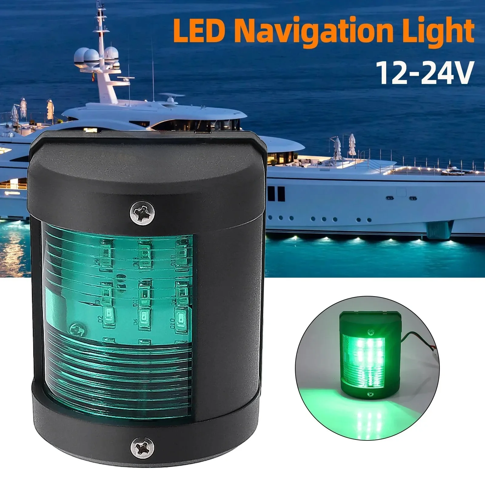 Luz de navegación marina LED verde roja, lámpara de señal de vela de 12V/24V para yates de lancha motora y navegación