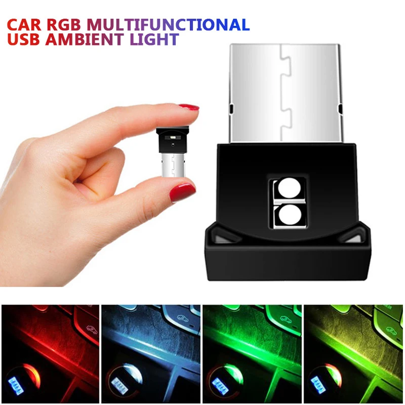 Mini LED USB Car Ambient Light Auto Interior Atmosphere Light Decorative Lamp Colorful Light Emergency Lighting PC Car Accessor