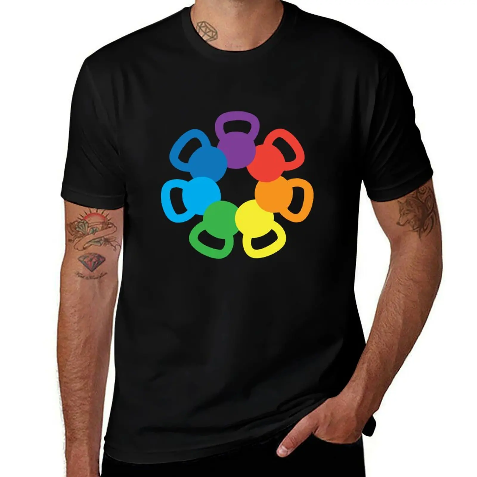 

Rainbow Kettlebell T-Shirt oversized t shirt Funny t-shirt Clothing mens clothes