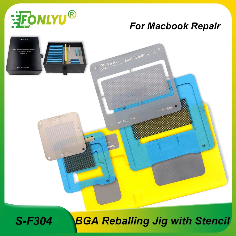 S-F304 BGA Reballing Magnetic Stencil for Reballing CPU GPU PCH Intel M1 M2 CPU to BGA Chip RAM NAND Tin Planting Platform Tools