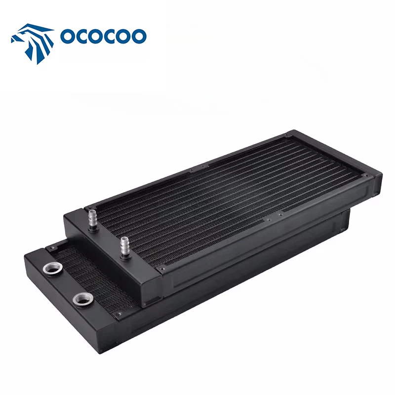 OCOCOO 280 мм алюминиевый радиатор черный G1/4 резьба N6 фиксированная сопла подходит для вентилятора 140 мм компьютерная система водяного охлаждения DIY фитинги