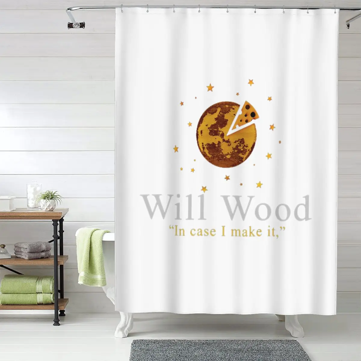 

The Will Wood Shower Curtain Bathroom Polyester Waterproof Bath Curtains with Hooks