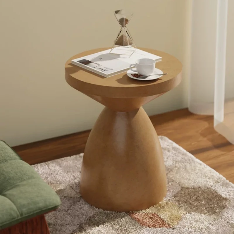 #￥Modern luxury magnesium mud edge sofa living room small round side table Home Display rack shelf End coffee tables furniture