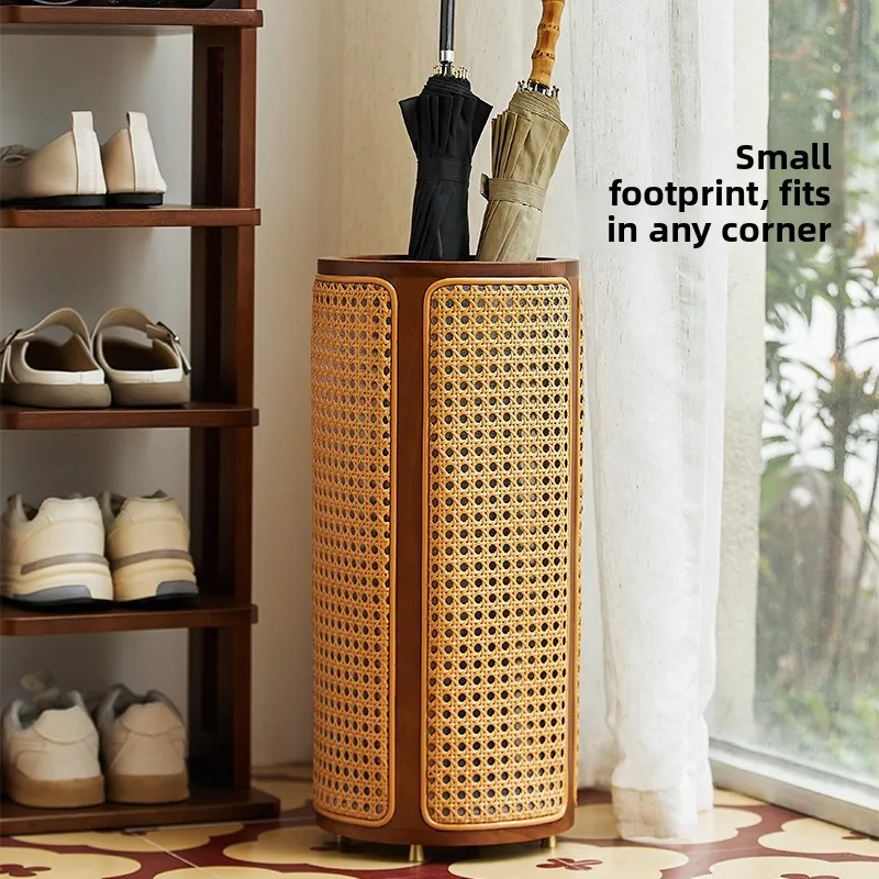 Rattan Umbrella Stand Waterproof Floor Standing Parasol Organizer for Entrance Entryway Storage Holder