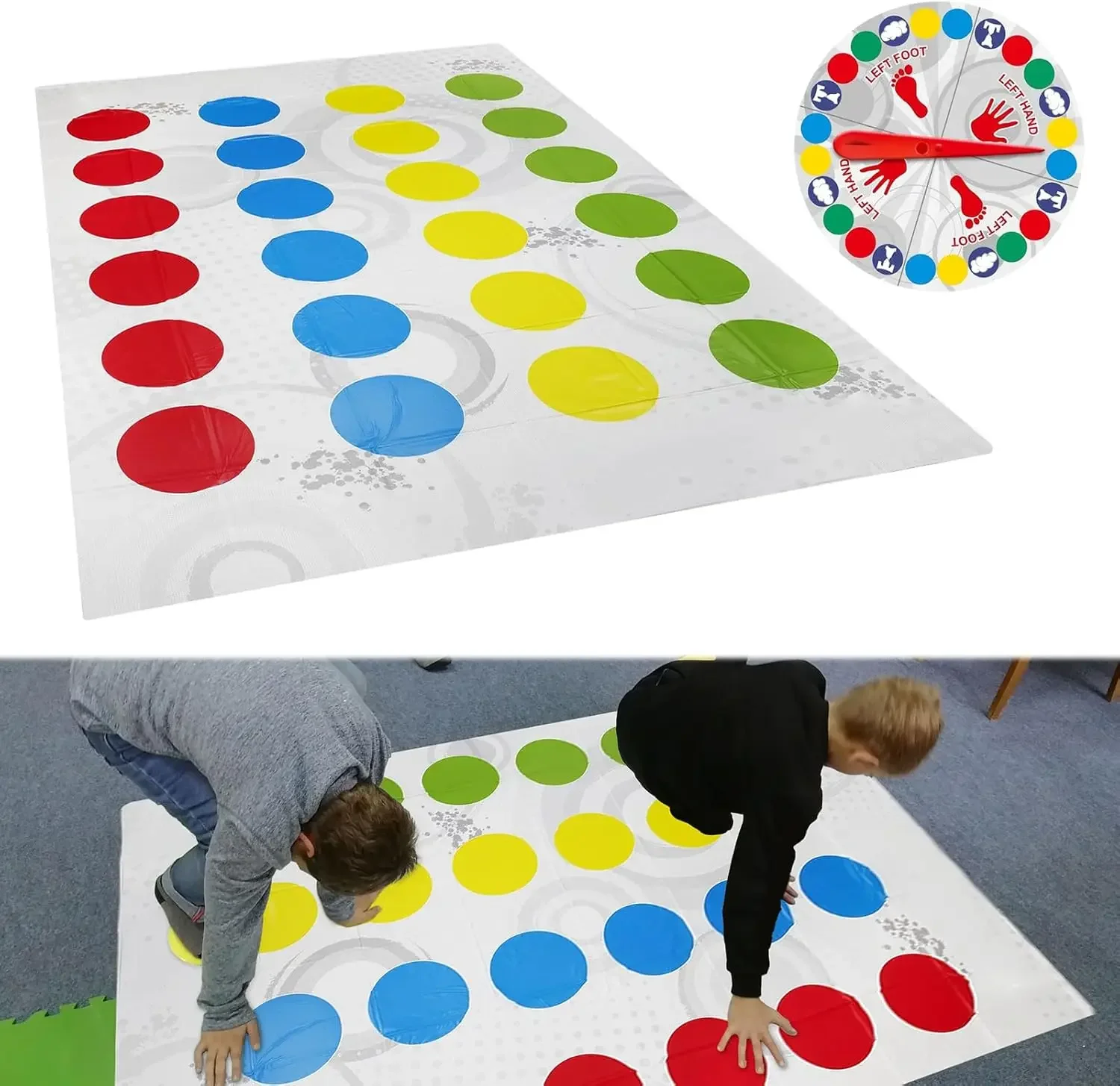Funny Balance Twister Game Family Party Games with Spinner Floor Play Mat Floor Game Gift for Kids Family Birthday Party